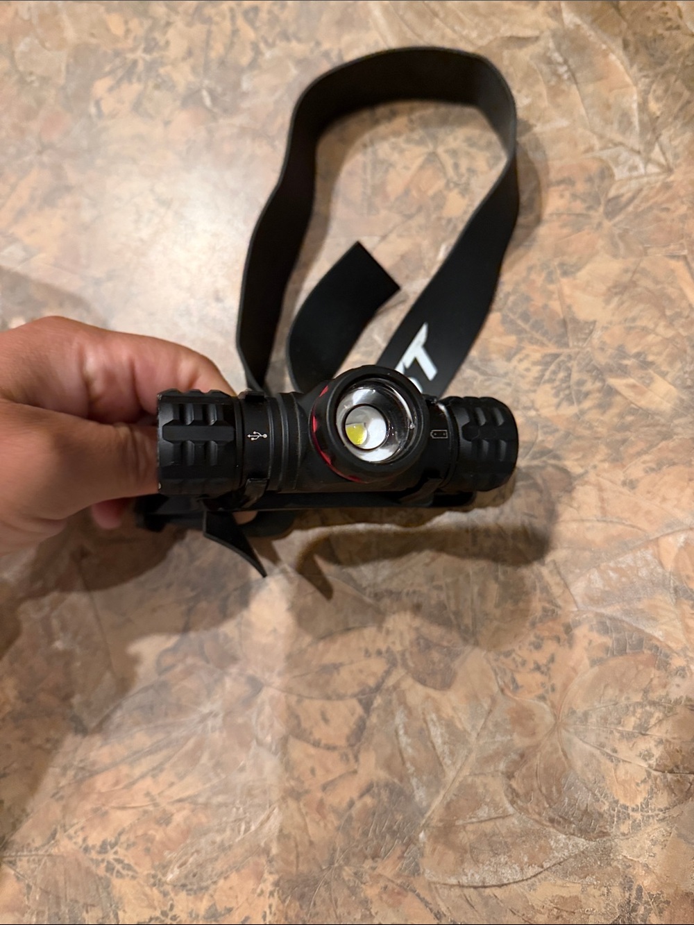 Black LED Headlamp with Adjustable Black Strap - Unbranded